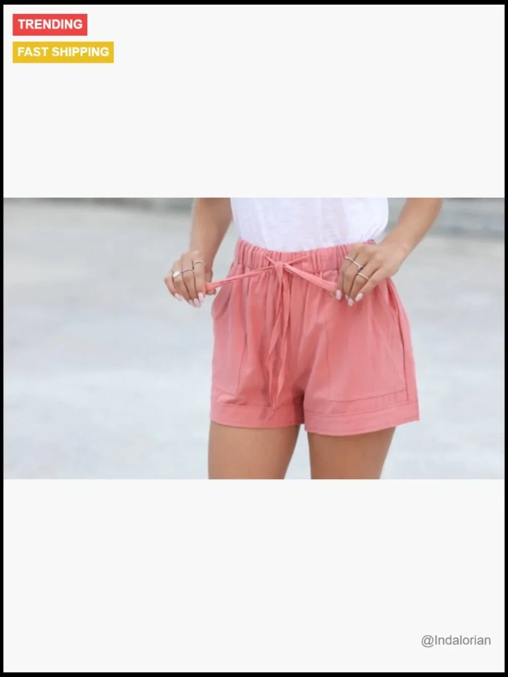 Womens Lightweight Baggy Hot Pants Elastic Waist Drawstring Comfy Shorts